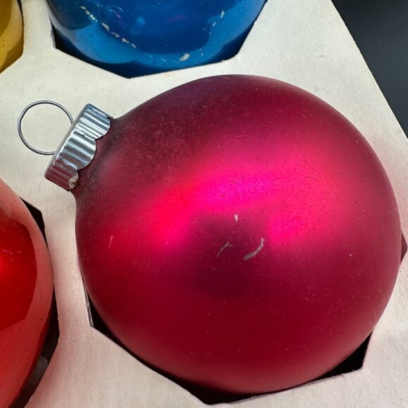 Vintage Christmas Ornaments Glass Rainbow USA Box of 12 Retro Tree Decoration - Picture 12 of 16